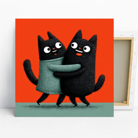 Hugging Black Cats Art