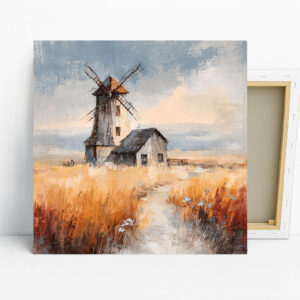 Rustic Windmill Landscape Art
