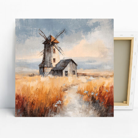 Rustic Windmill Landscape Art