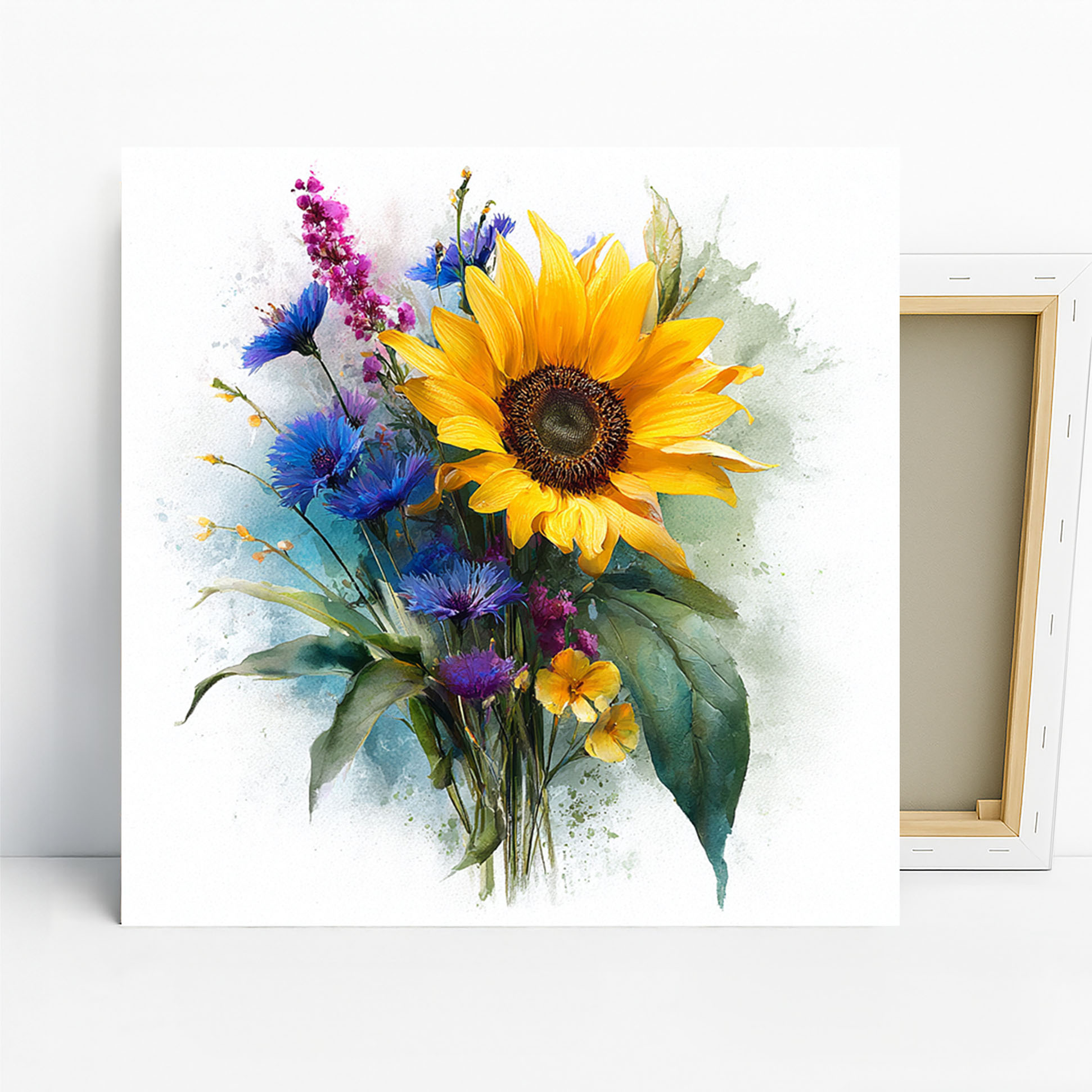 1.jpg Sunflower Cornflower Bouquet Art