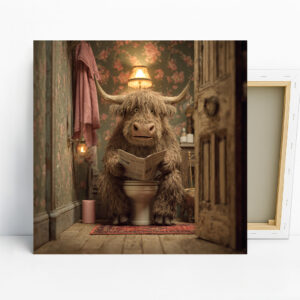 Highland Cow Reading News Art