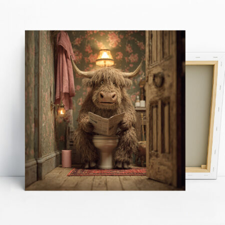 Highland Cow Reading News Art