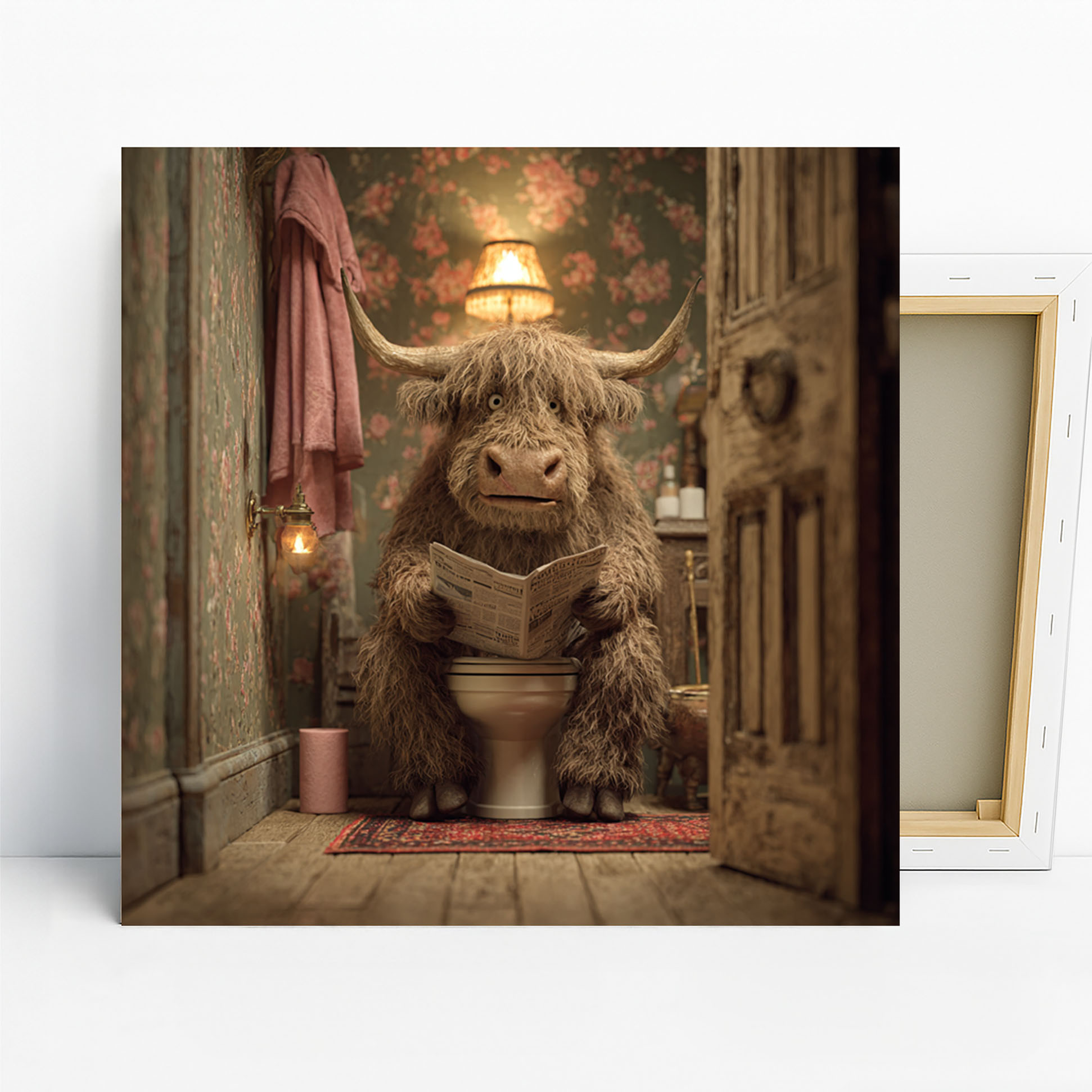 1.jpg Highland Cow Reading News Art