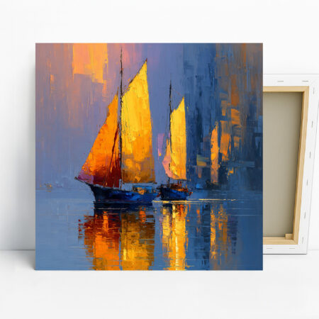 Golden Sails Sunset Art, Canvas or Poster, Coas...