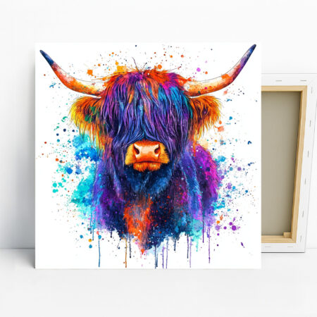 Highland Cow Art, Canvas or Poster, Bohemian Co...