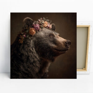 Bear with Flowers Crown Art