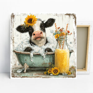 Highland Cow Sunflower Art