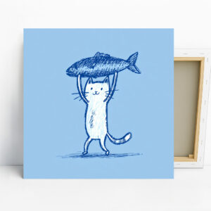 Cat With Fish Art