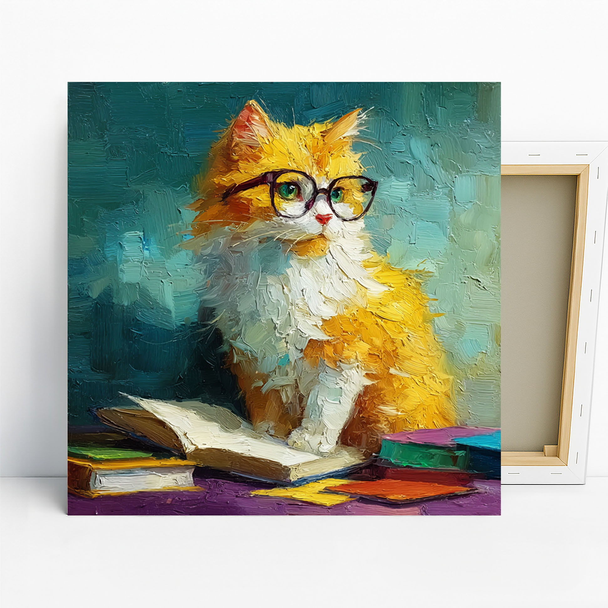 1.jpg Cat Book Reader Art