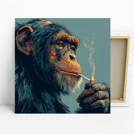 Chimpanzee Smoking Art, Canvas or Poster, Conte...