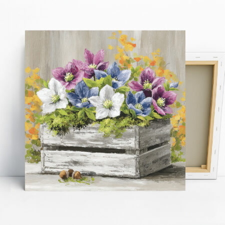 Hellebore Flowers Wooden Crate Art