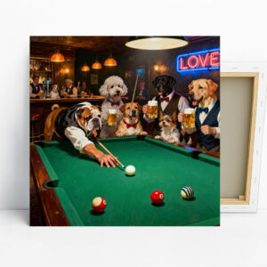 Dogs Playing Pool Art