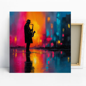 Saxophone Serenade Cityscape Art