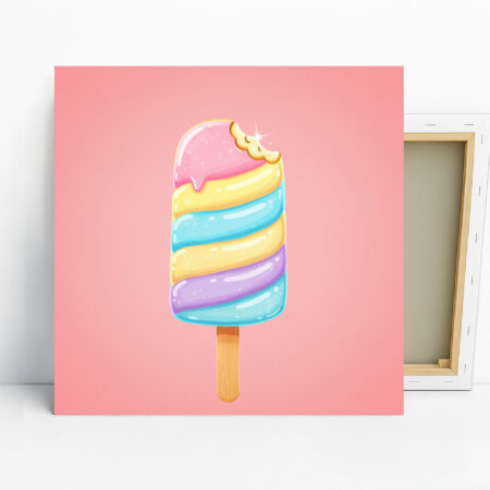 Rainbow Swirl Ice Cream Art, Canvas or Poster, ...