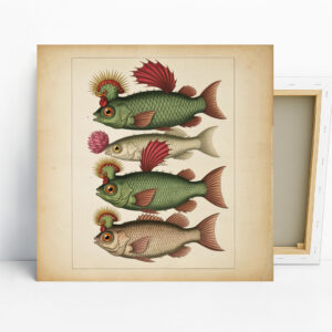 Fish with Rooster Heads Art