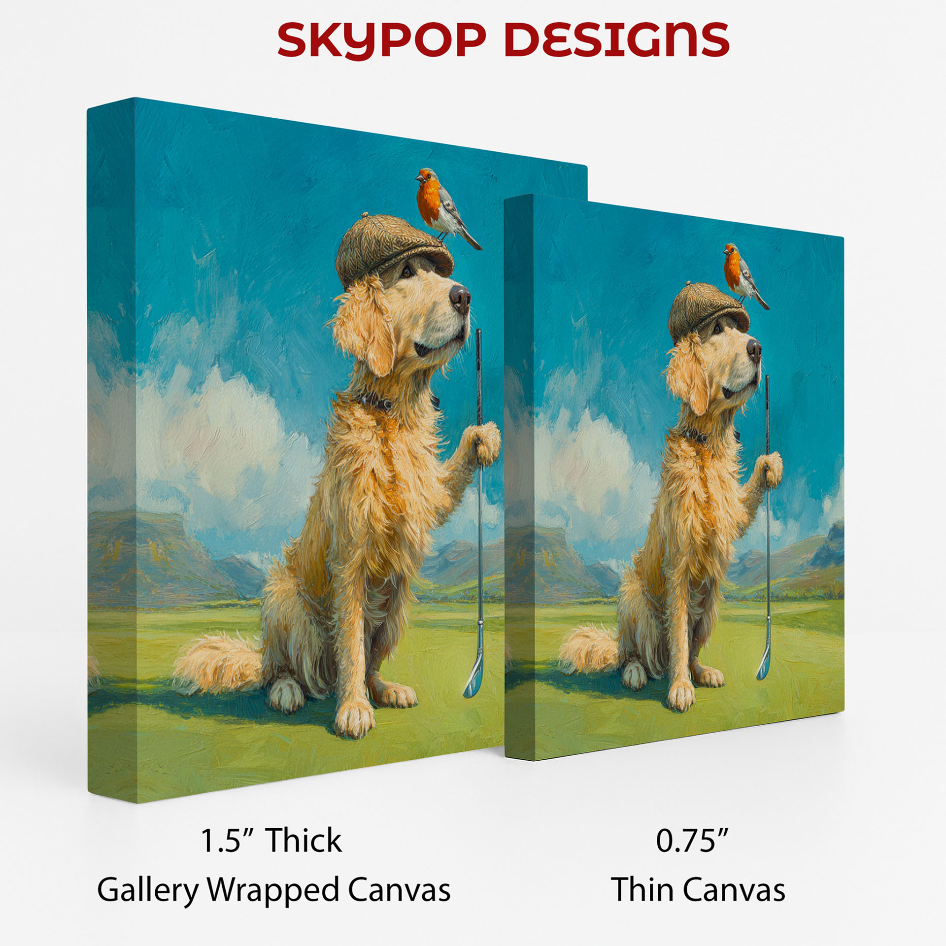 2.jpg Golden Retriever Robin Golf Art