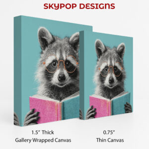 Raccoon Reading Book Art