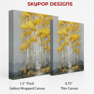 Golden Birch Forest Path Art