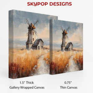 Rustic Windmill Landscape Art