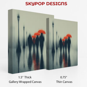 Red Umbrellas in Rain Art