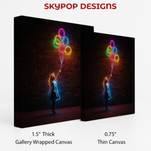 Neon Girl With Balloons Art