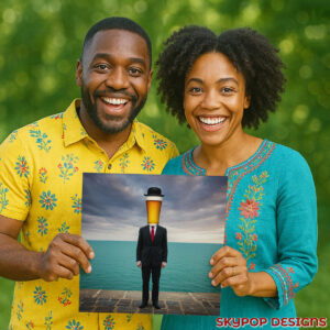 Man with Beer Head Art