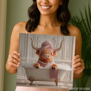 Highland Cow Spa Day Art