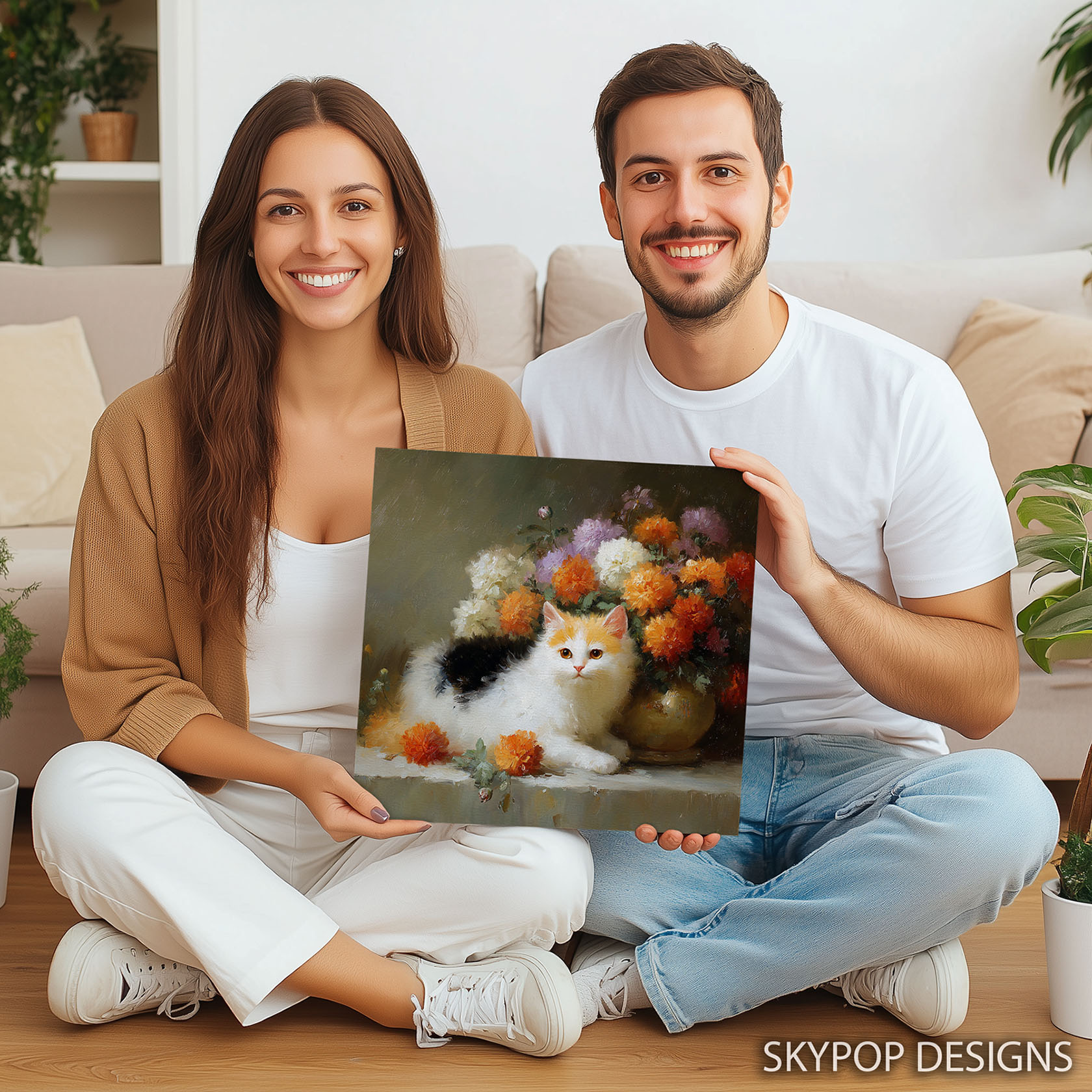 3.jpg Cat Chrysanthemum Art