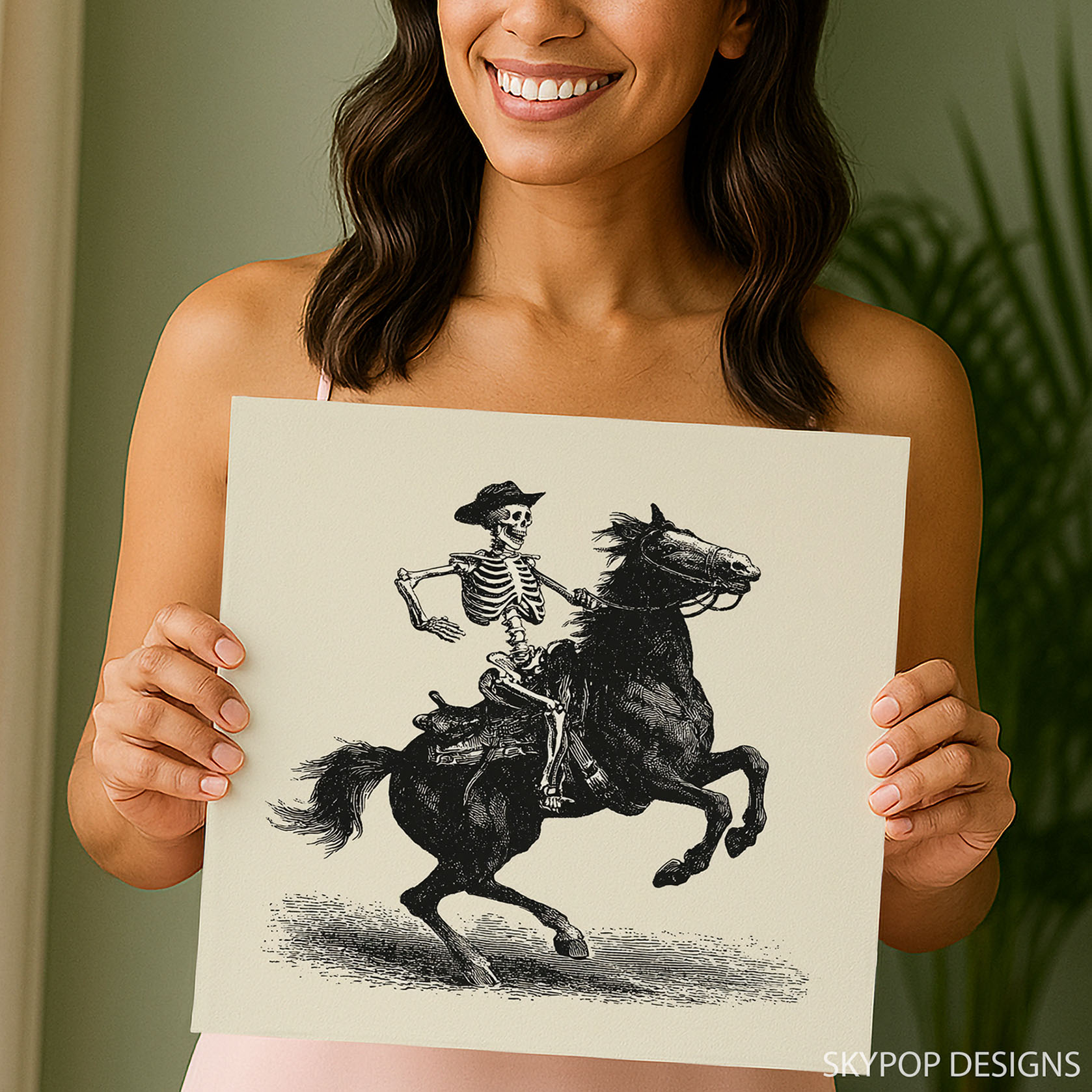 3.jpg Skeleton Cowboy Horse Art