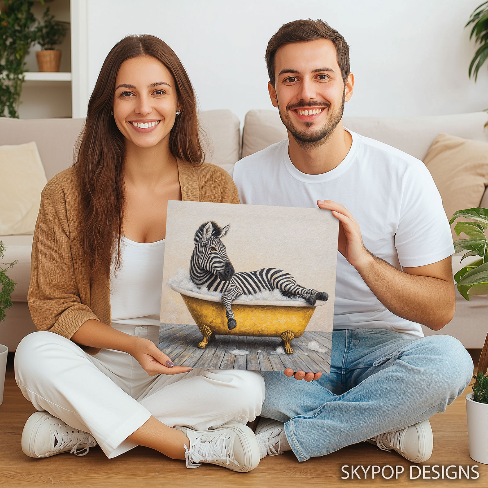 3.jpg Zebra Bath Time Art