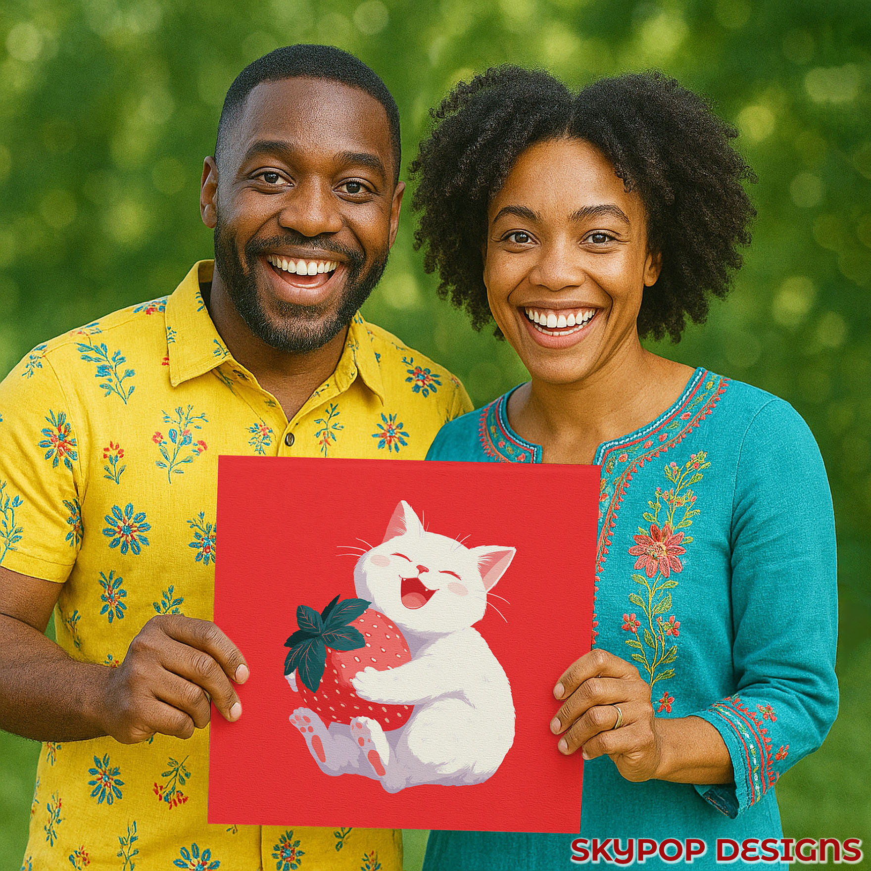 3.jpg Cat Strawberry Hug Art