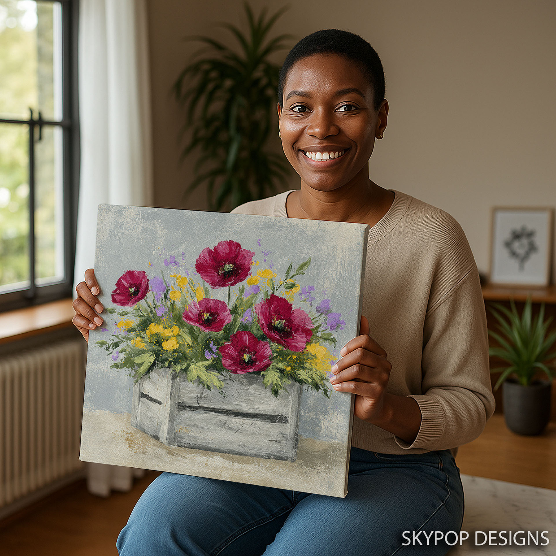 3.jpg Poppy Floral Crate Art