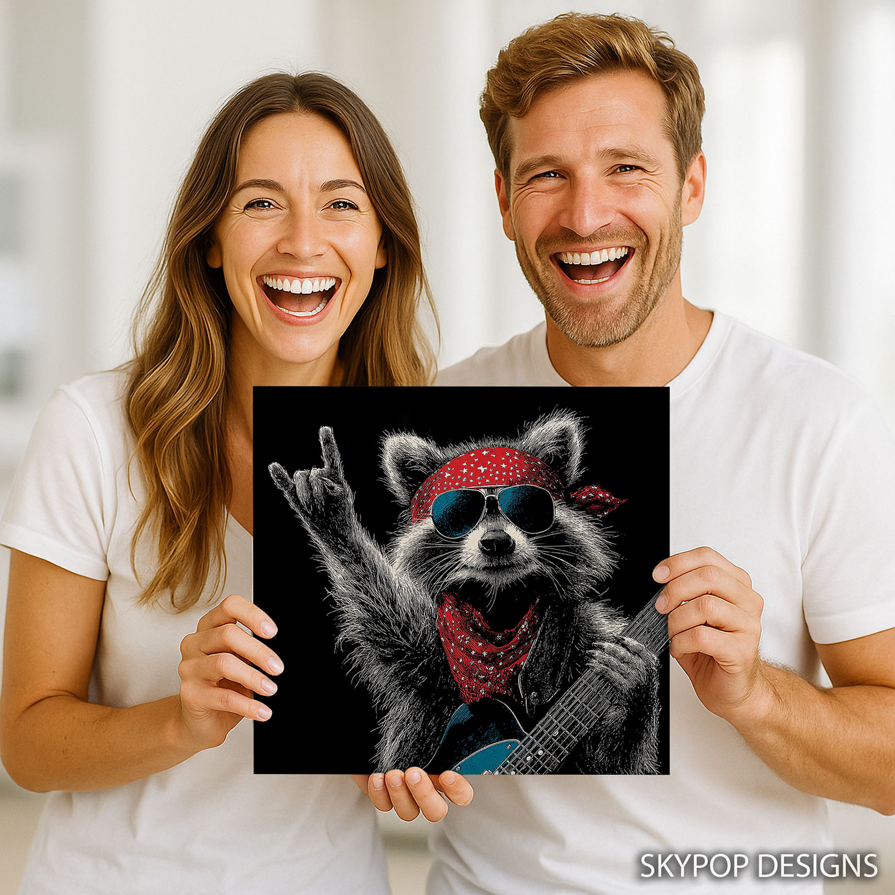 3.jpg Raccoon Guitarist Art