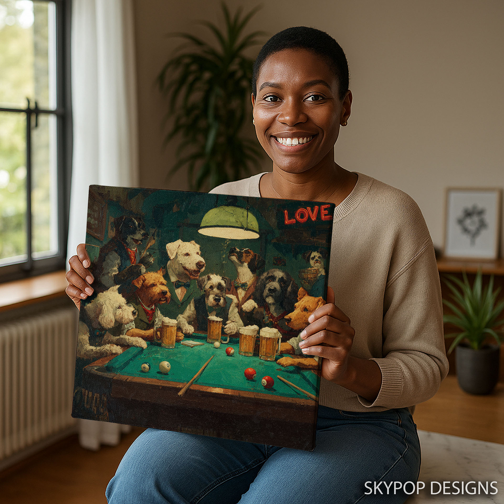 3.jpg Dog Playing Pool Art