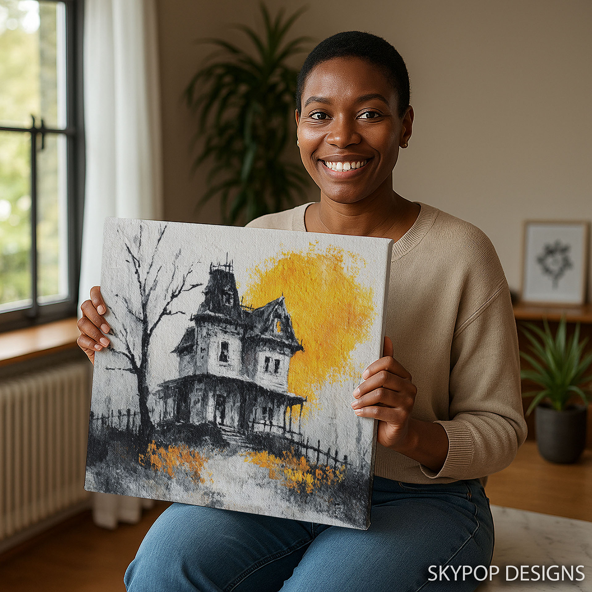 3.jpg Haunted House Moonscape Art