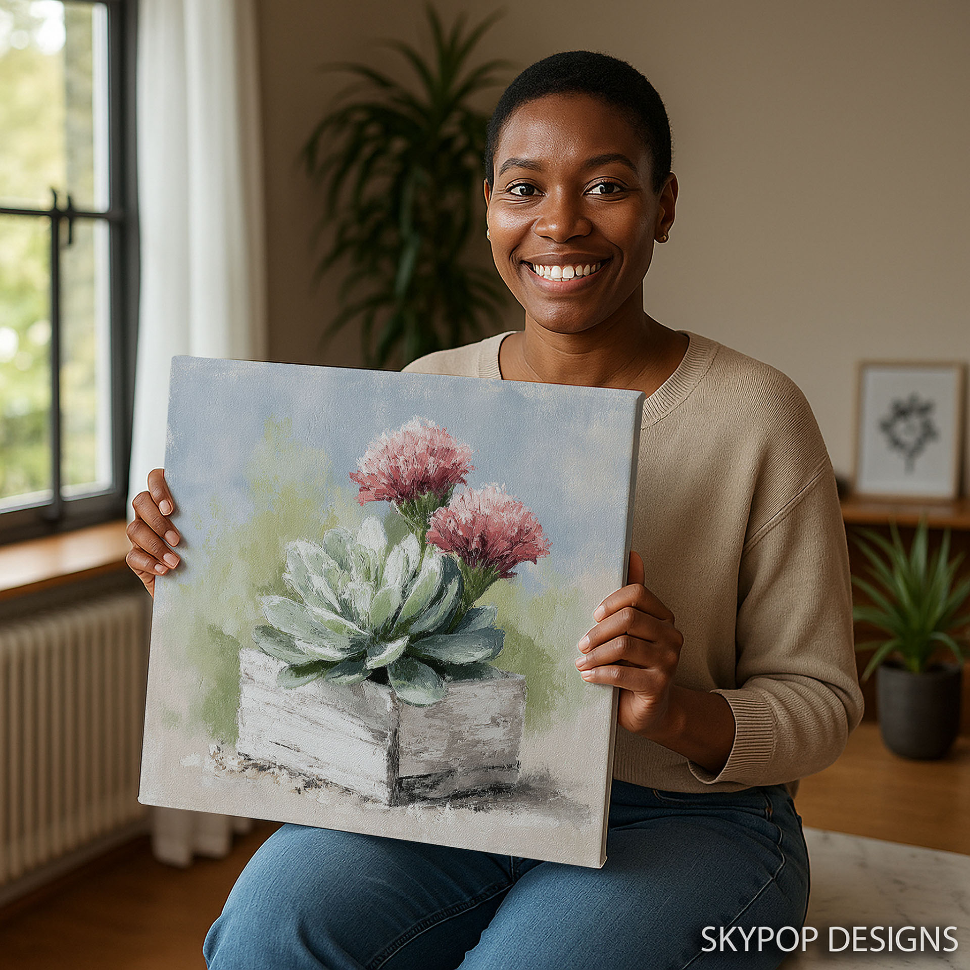 3.jpg Succulent and Pink Flower Pot Art