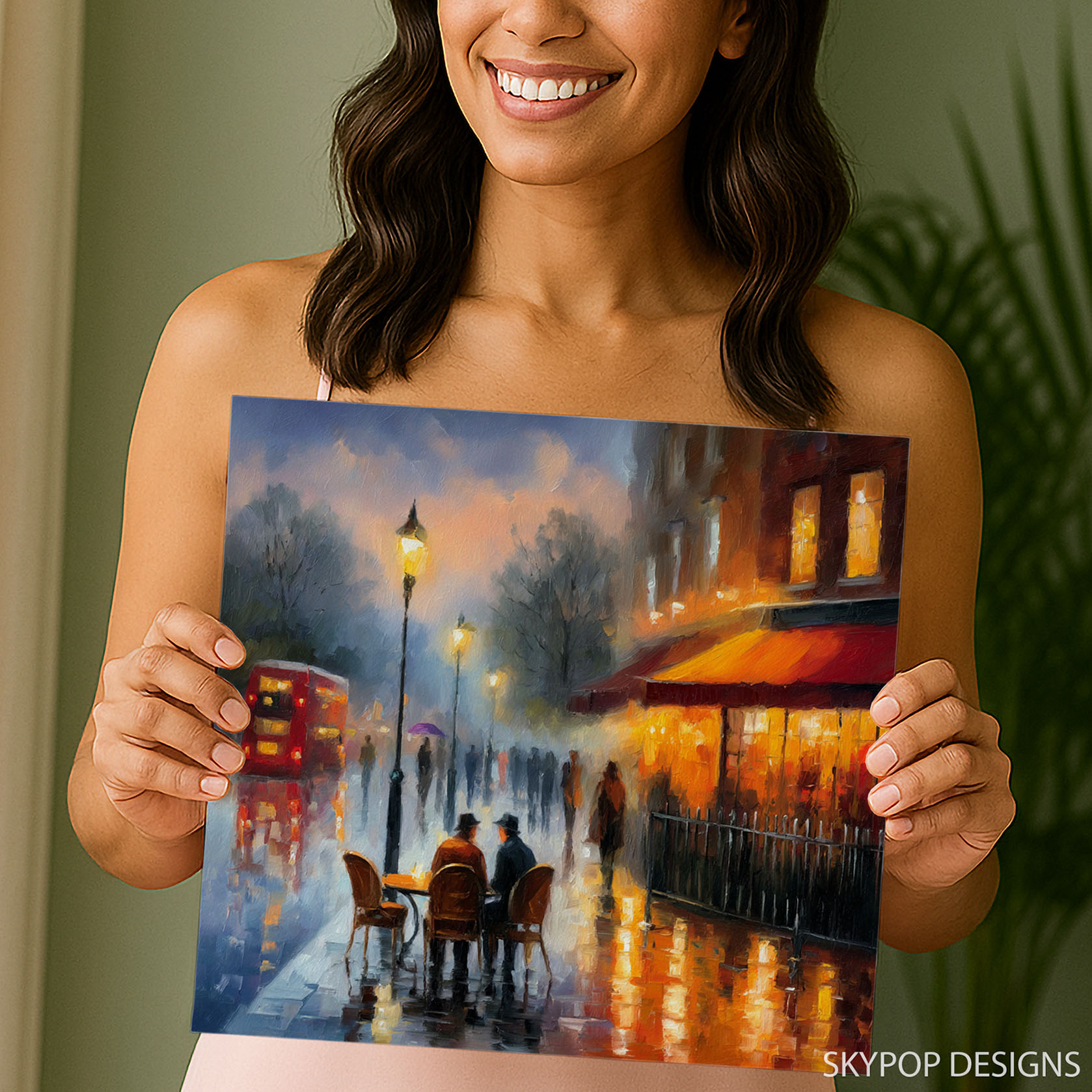 3.jpg Rainy Evening Cafe Scene Art