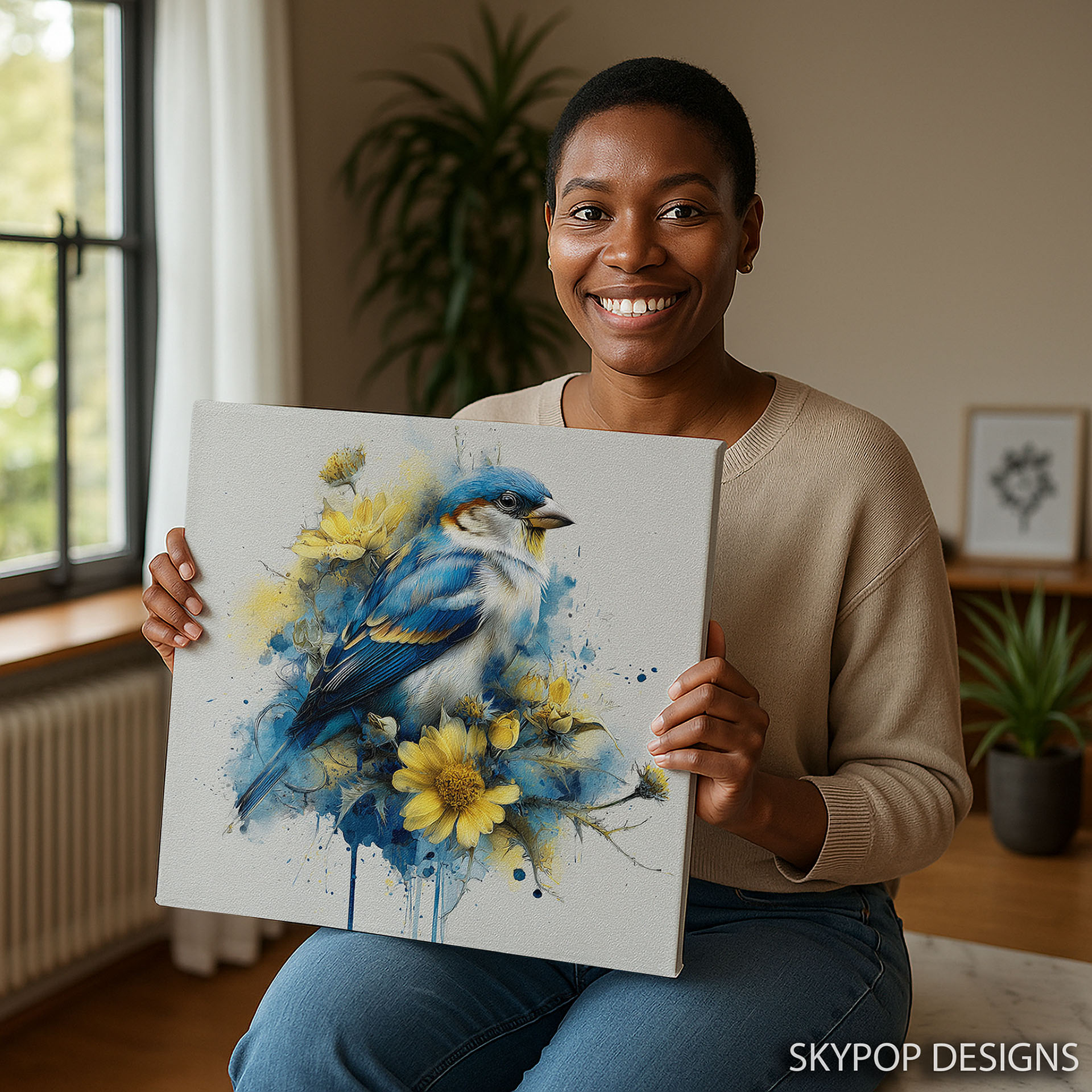 3.jpg Bluebird and Golden Bloom Art