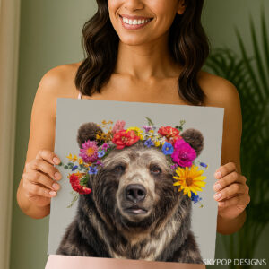 Bear Flower Crown Art