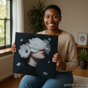 Peony Woman Portrait Art