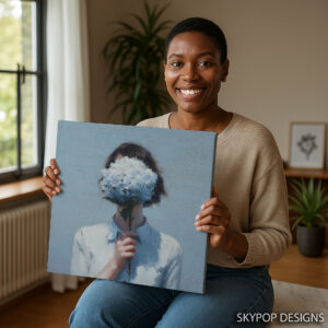Woman Holding Hydrangea Art