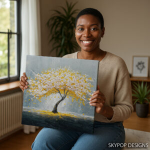Golden Blossom Tree Art