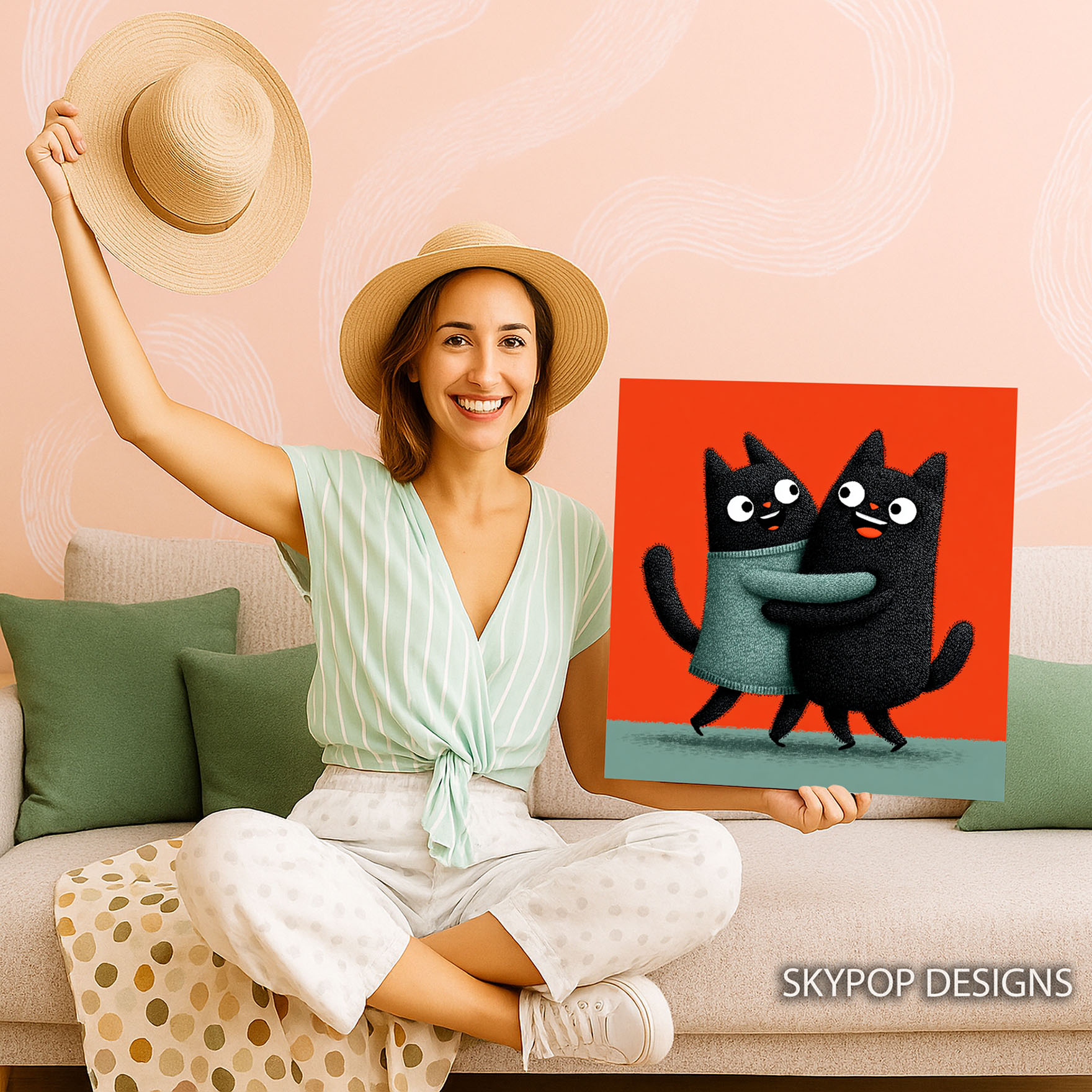 3.jpg Hugging Black Cats Art