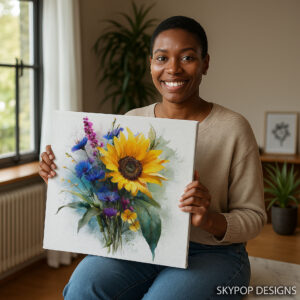 Sunflower Cornflower Bouquet Art