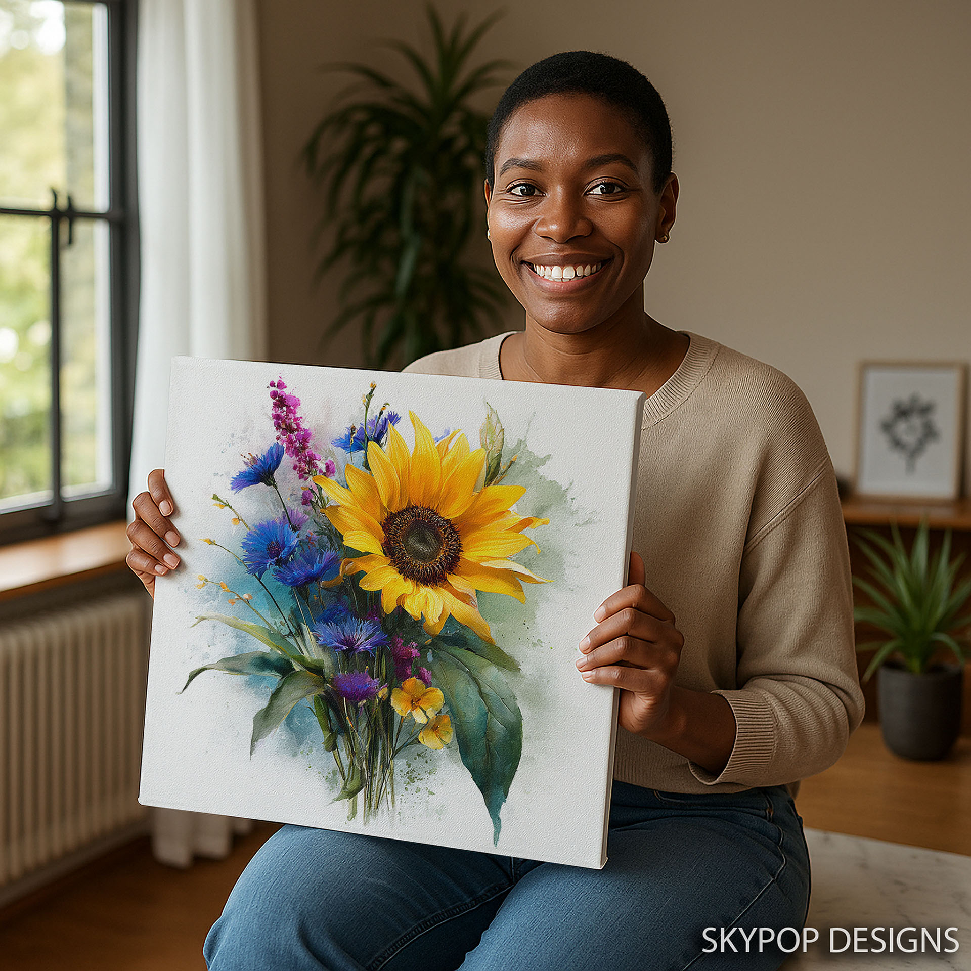 3.jpg Sunflower Cornflower Bouquet Art