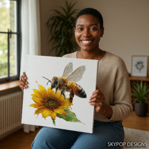 Bee Sunflower Art