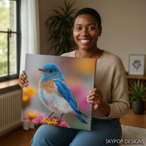 Bluebird On Flower Art