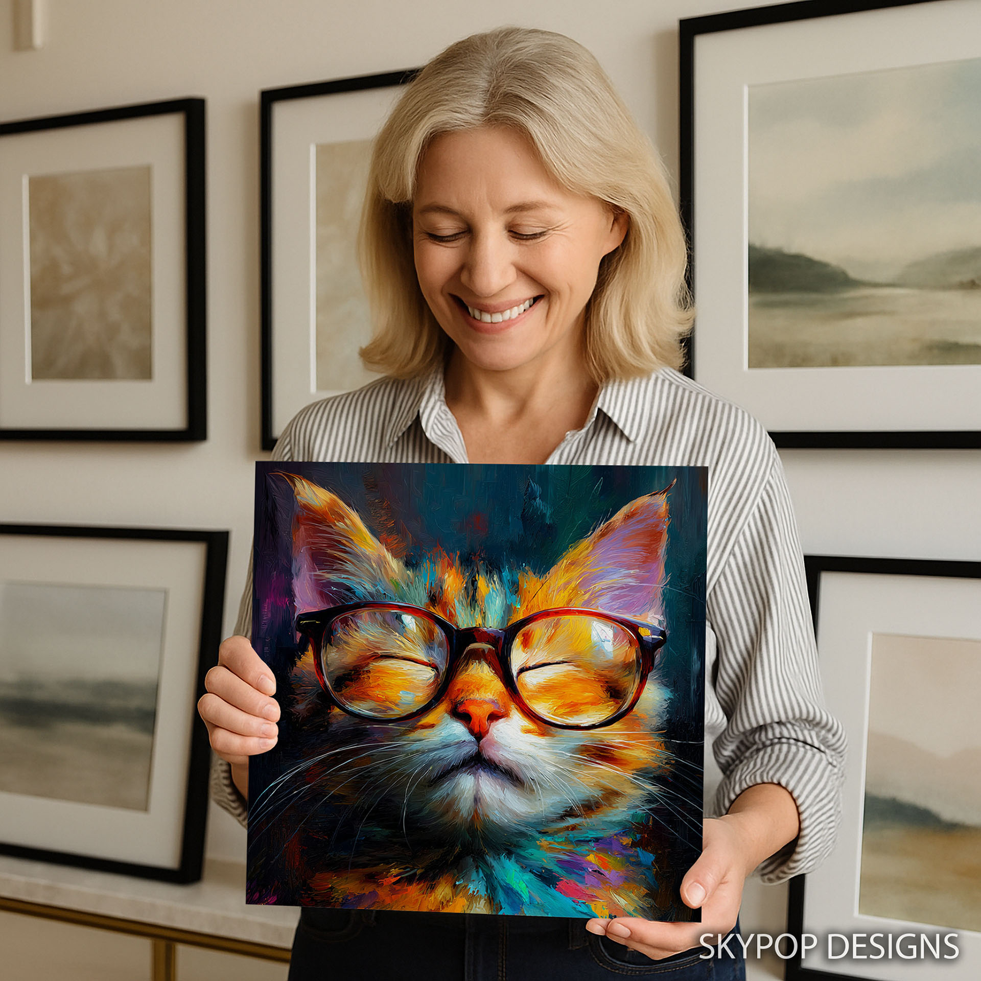 3.jpg Cat With Glasses Art