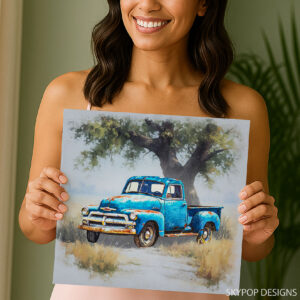 Vintage Blue Truck Art