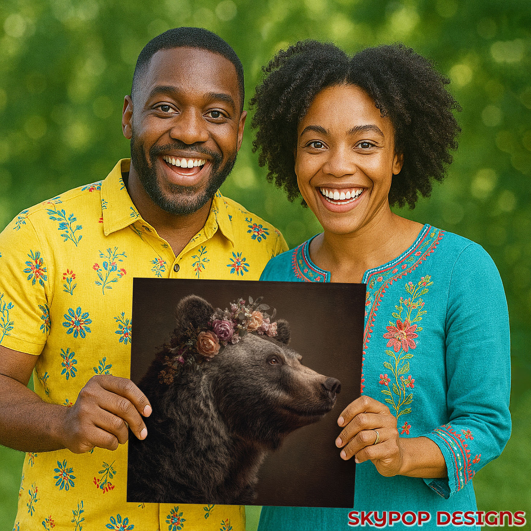 3.jpg Bear with Flowers Crown Art